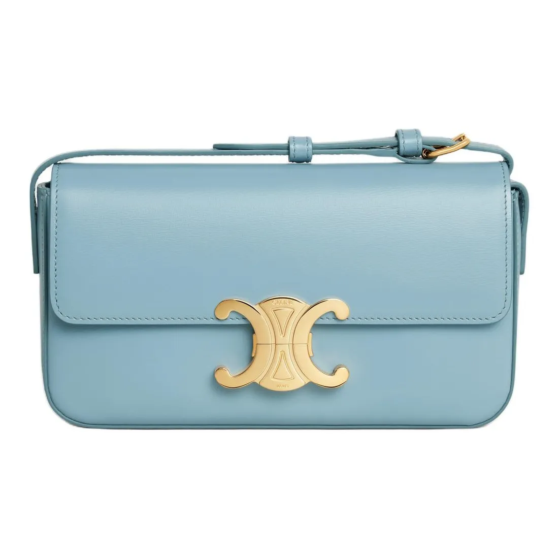 CELINE Triomphe Shiny Cow Leather Shoulder Bag Handbag Shoulder Bag Women's California Blue