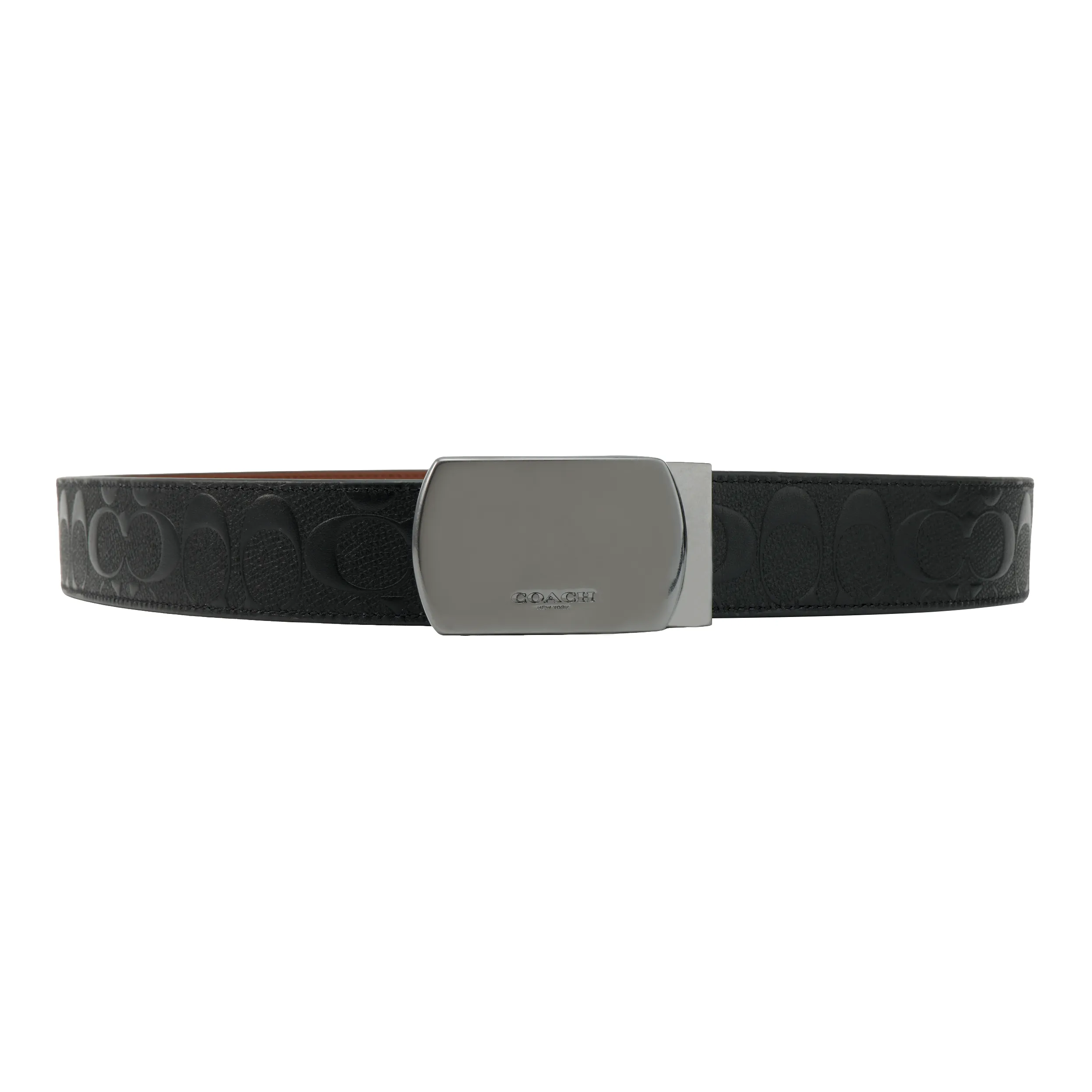 COACH Plaque Buckle Cut To Size Reversible Belt Men's Black