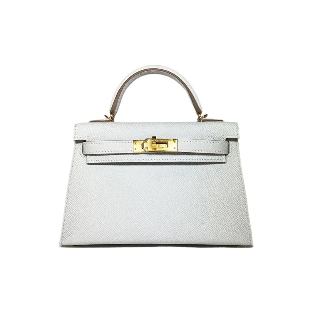 HERMES Mini Kelly Generation 1 Epsom Leather Kelly Bag Handbags Women's M4 Gris Pale Cream Gray