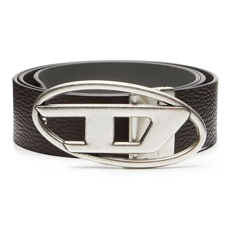 DIESEL B 1DR REV II Логотип Дизайн Плавная пряжка Телячья кожа Кожаные ремни Мужской Коричневый