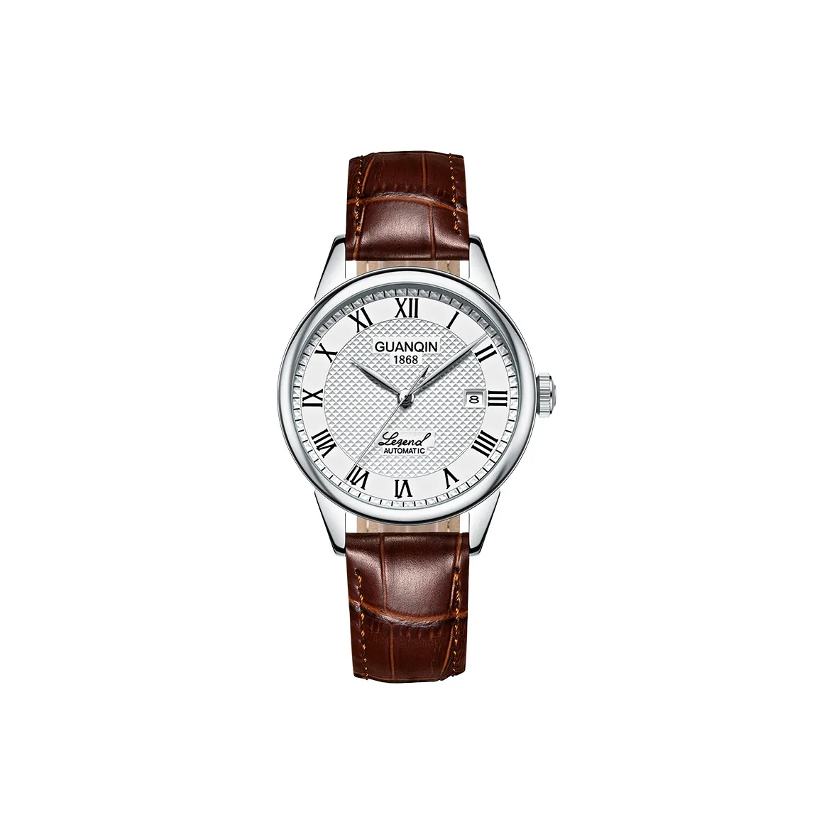 GUANQIN GQ18918.BBZPD Mechanical Movement Genuine Leather Strap Watch Men's Watches White Dial