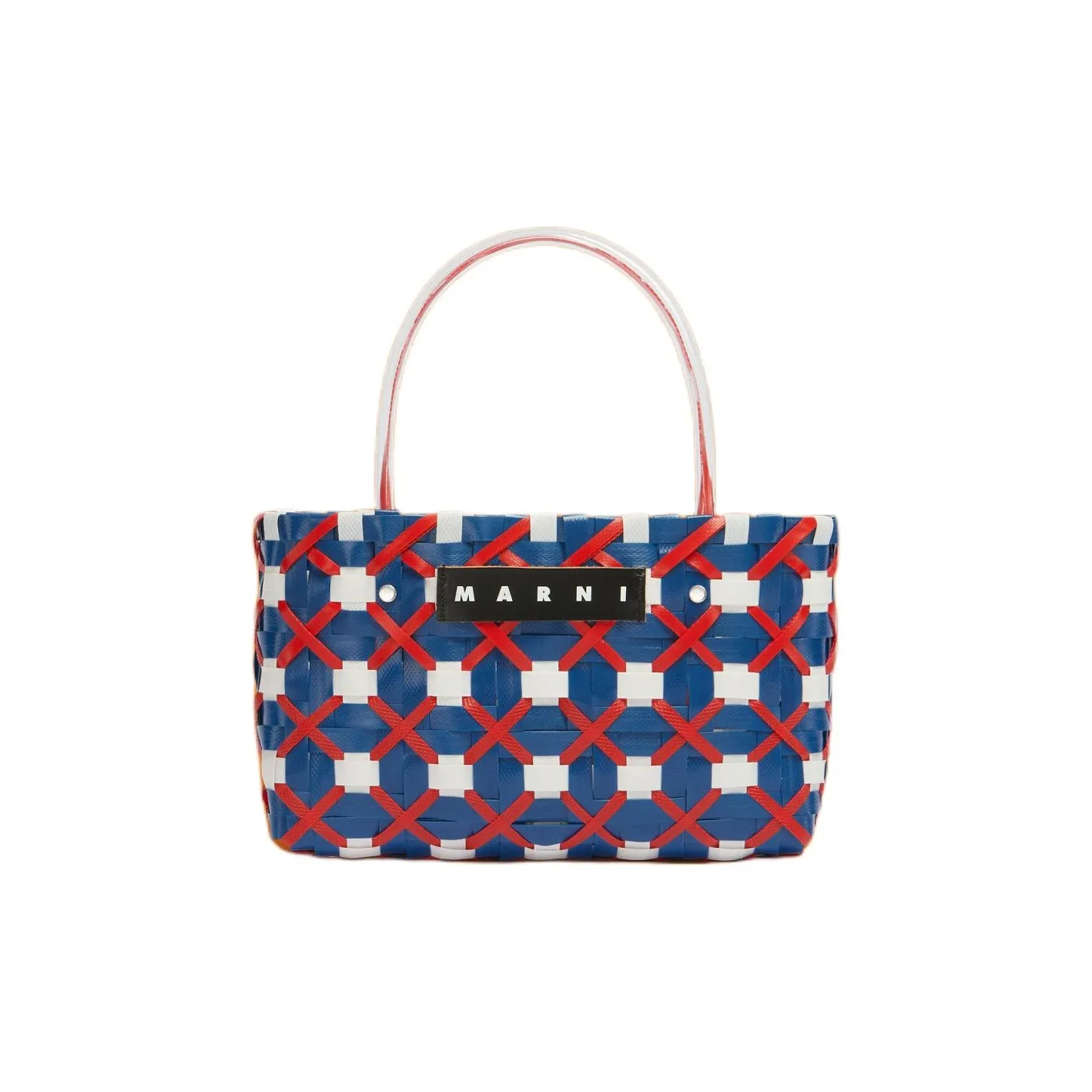 MARNI Cow Leather With Polypropylene Tote Bag, Shopping Bag, Shoulder Bag, Handbag Women's White & Blue