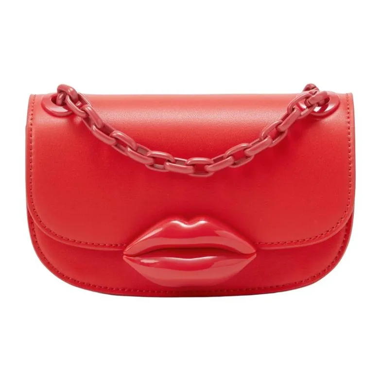 CHARLES KEITH ПУ (полиуретан) Текстильная смесь Маленькая квадратная сумка Портативная сумка через плечо Сумка через плечо Женская Черная Красная