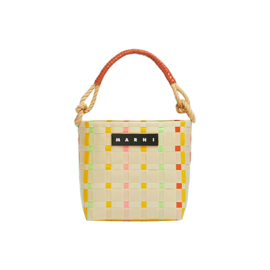 MARNI Woven Fabric Polypropylene Basket Handbag Women's Beige