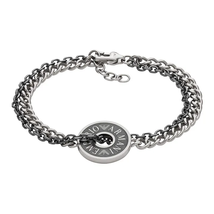 EMPORIO ARMANI Stainless Steel Bracelets Men's Silver Black