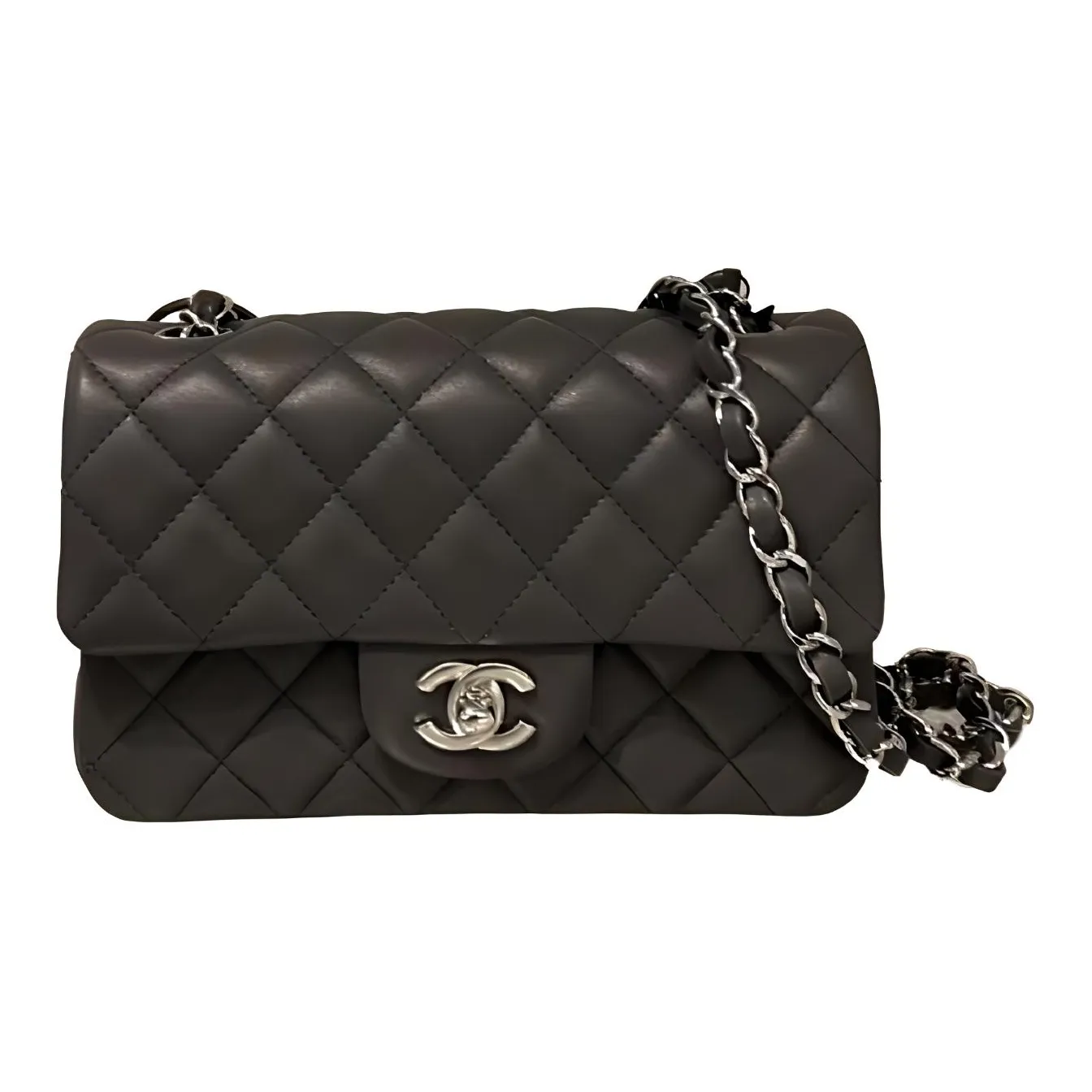 CHANEL Classic Flap CF Sheepskin Flap Bag, Shoulder Bag, Crossbody Bag Mini Women's Dark Gray