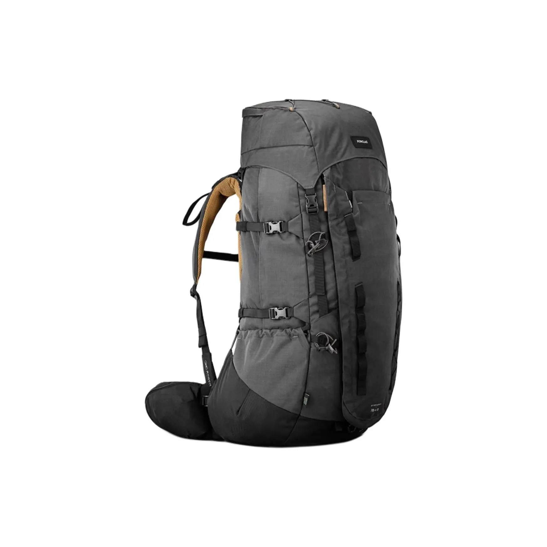 DECATHLON 70 L+10 L Расширяемая Емкость Туристические Сумки Полиамид Черный Унисекс