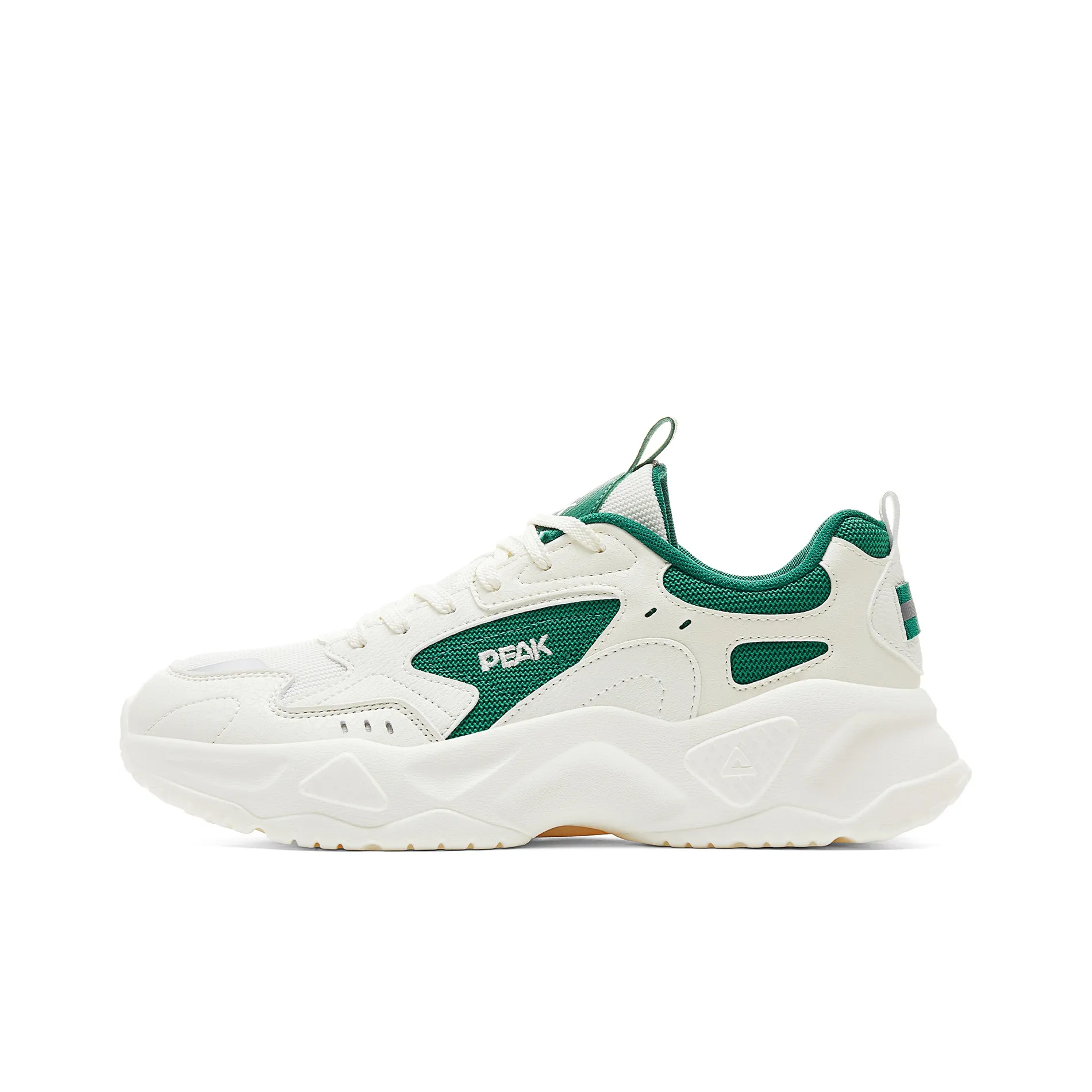PEAK Shock Absorbers Slip Resistant Abrasion Resistant Breathable Low Top Casual Shoes Men's Super Light White Green