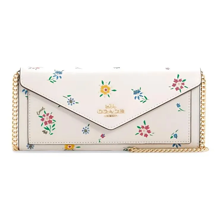 COACH Envelope Leather Envelope Bag Crossbody Bags Small Size Women's White Print