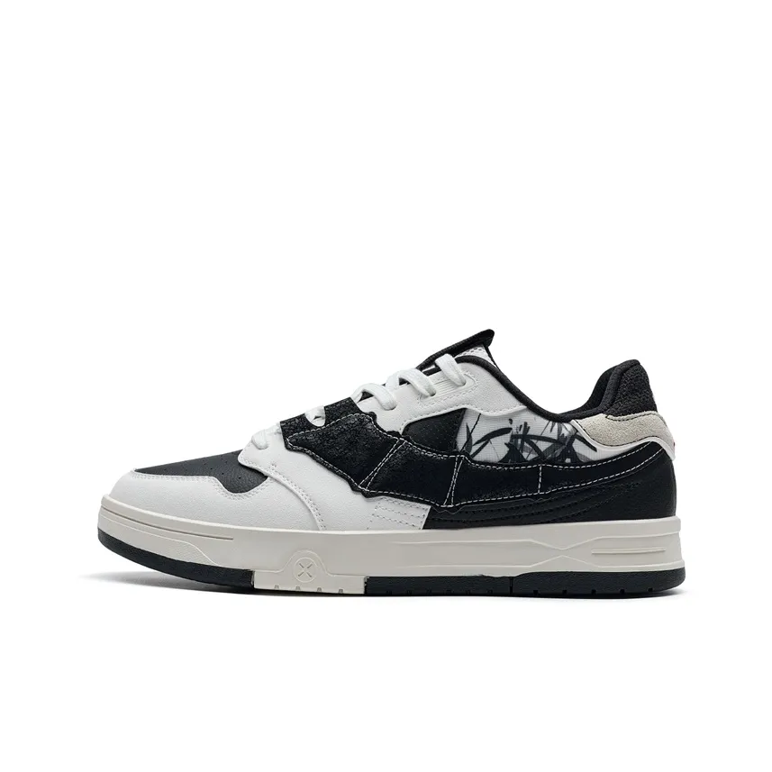 XTEP Thunder Dance STEP 1 Lightweight Low Top Skateboard Shoes Men's Black/Sail White