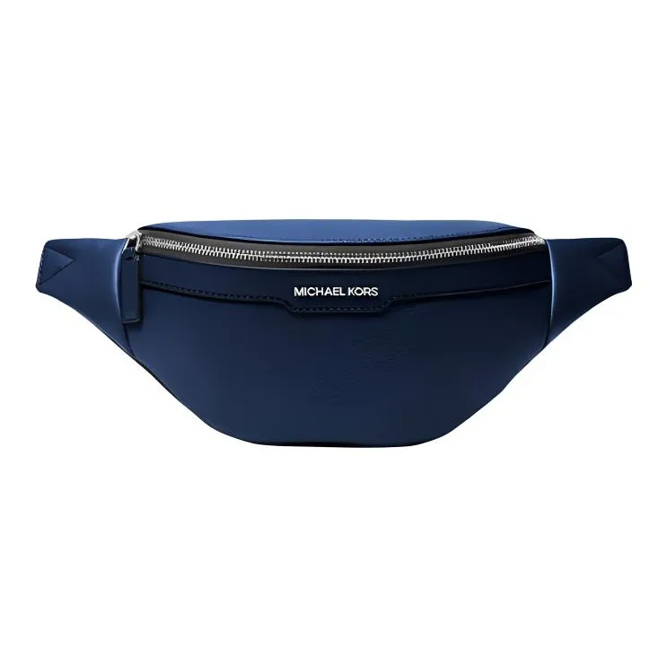 MICHAEL KORS MK Cooper Cow Leather With Fabric Fanny Pack Trumpets Men's Marine Blue