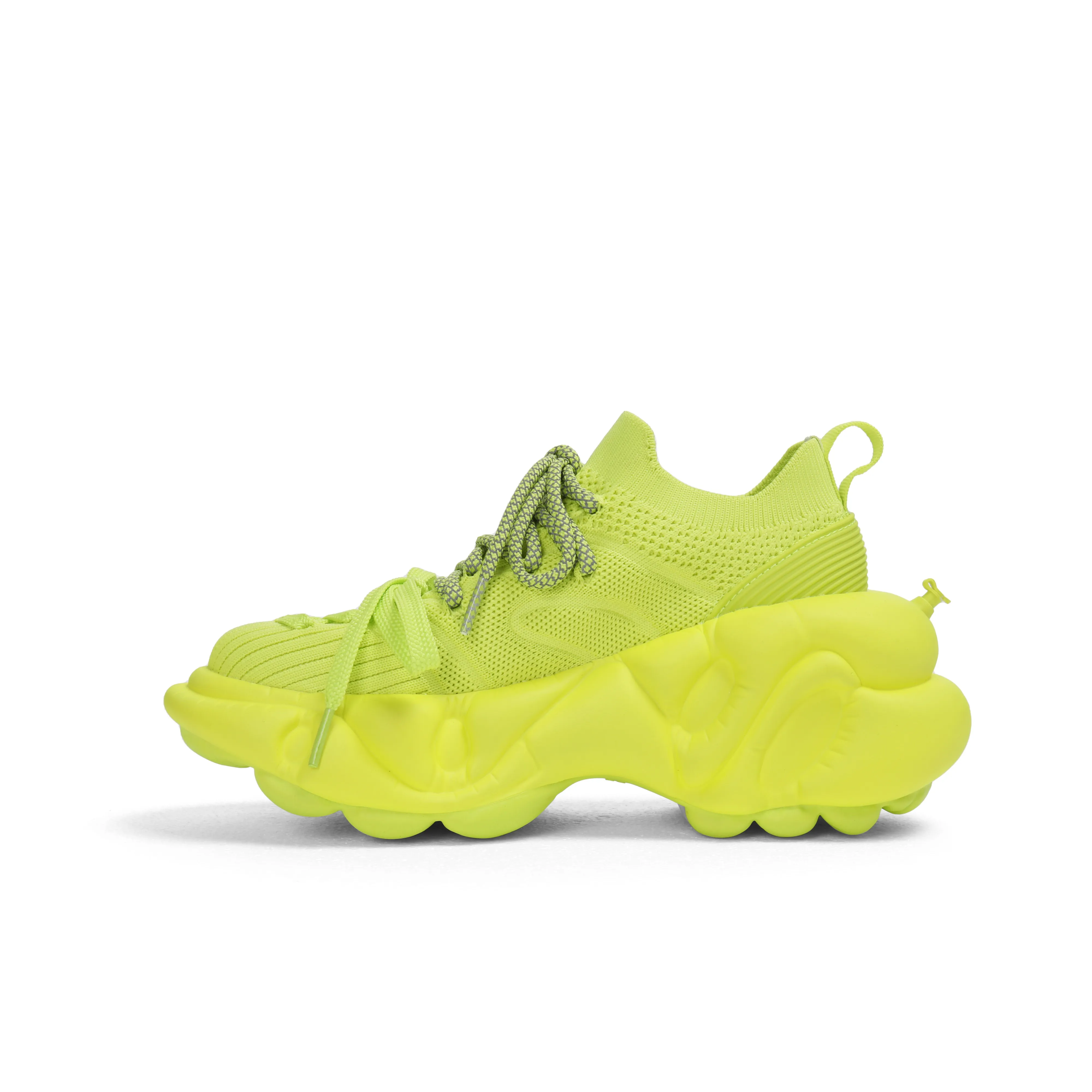 ZERO COSMOS Дышащий Легкий Увеличение Высоты Низкий Топ Толстая Подошва Кроссовки Неон Зеленый