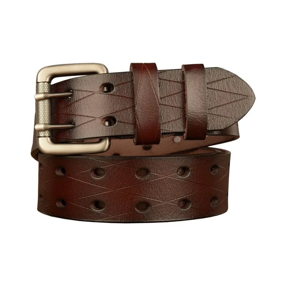 RX UVCUT Double Pin Buckle Belt Individual Casual Jeans Belt Cow Split Leather Leather Belts Unisex Width  3.8cm