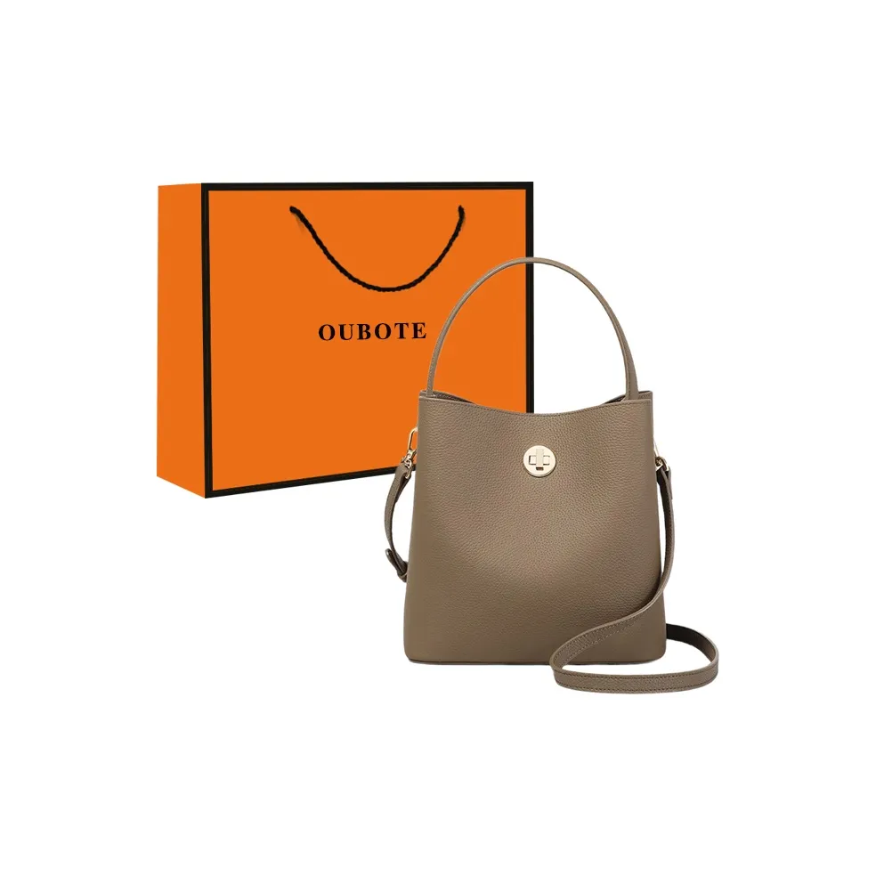 OUBOTE Корова Кожа с Синтетической Кожей Одно Плечо Сумка Сумка-ведро Сумка через плечо Стандартная Женская Слоновая Серый
