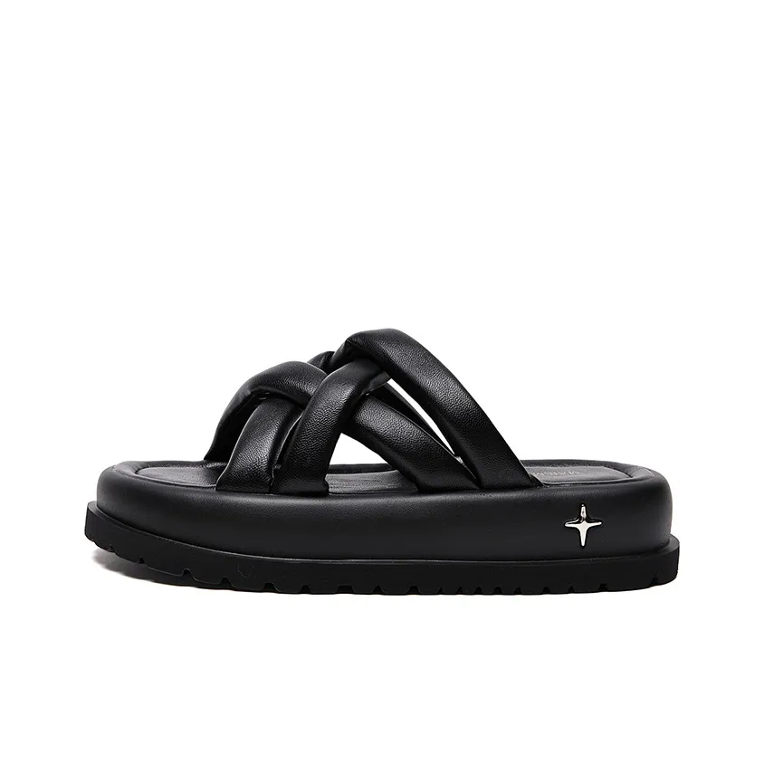 MALEMONKEY PU Polyurethane Woven Slip-Resistant Abrasion-Resistant Slide Slippers Women's