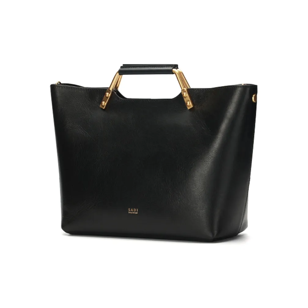 SADI Genuine Leather Cow Leather One Shoulder Handbag Tote Women's Classic Black Green