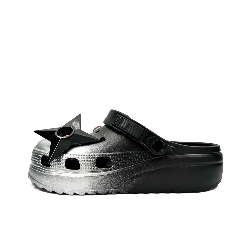 OUBT Ninja Dart Theme Clogs Unisex Gradient Silver