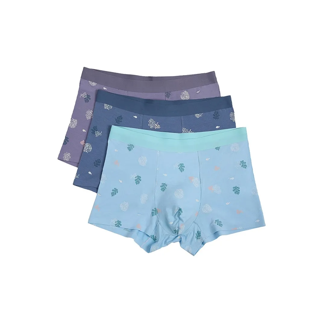 Red Bean Boxer Briefs Men's 3 Pack Mint Green/Snow Blue/Blue Gray