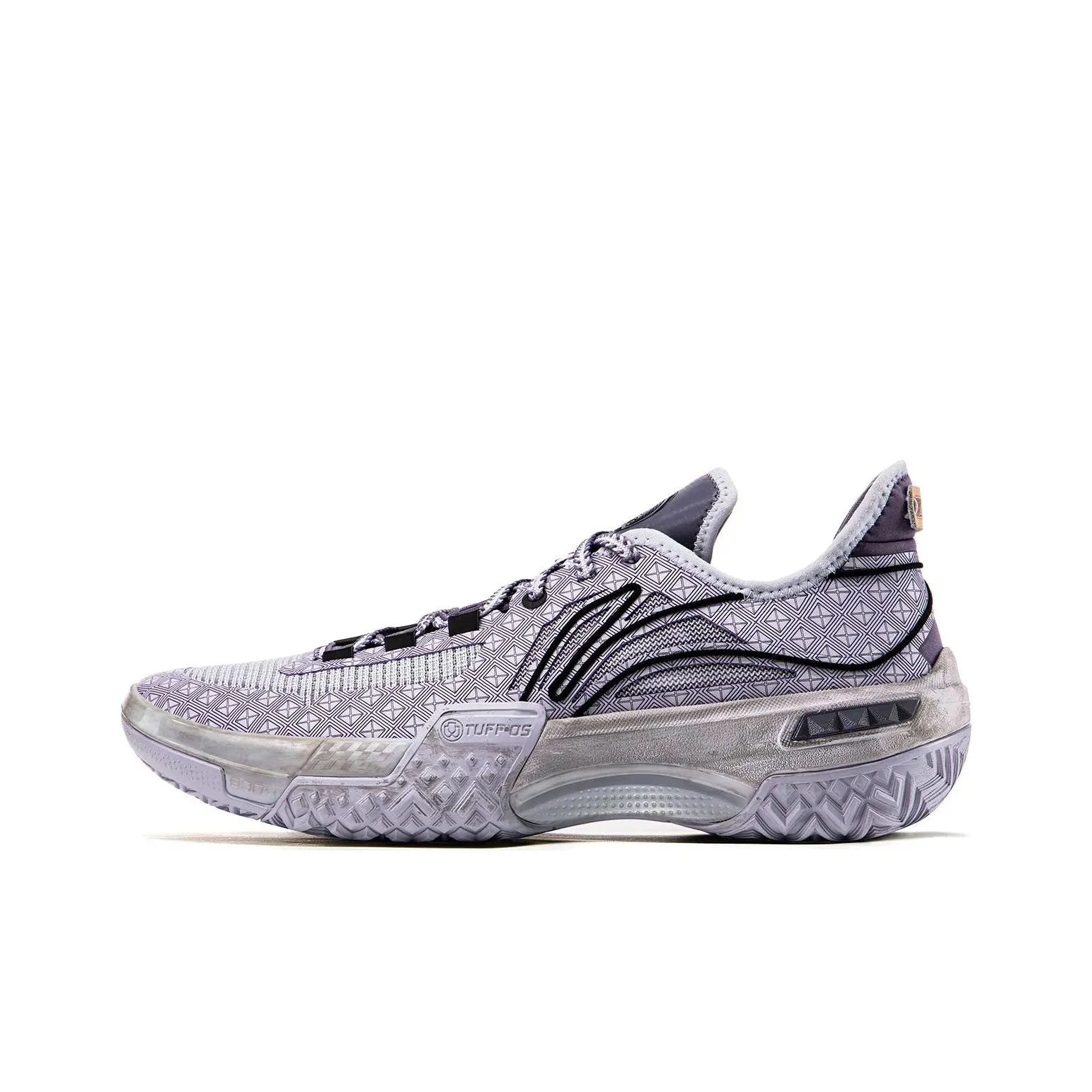 LiNing Shudder Cushioning Anti Slip And Wear Resistant Lightweight Rebound Low Top Basketball Helsinki Shoes Men's Purple Black