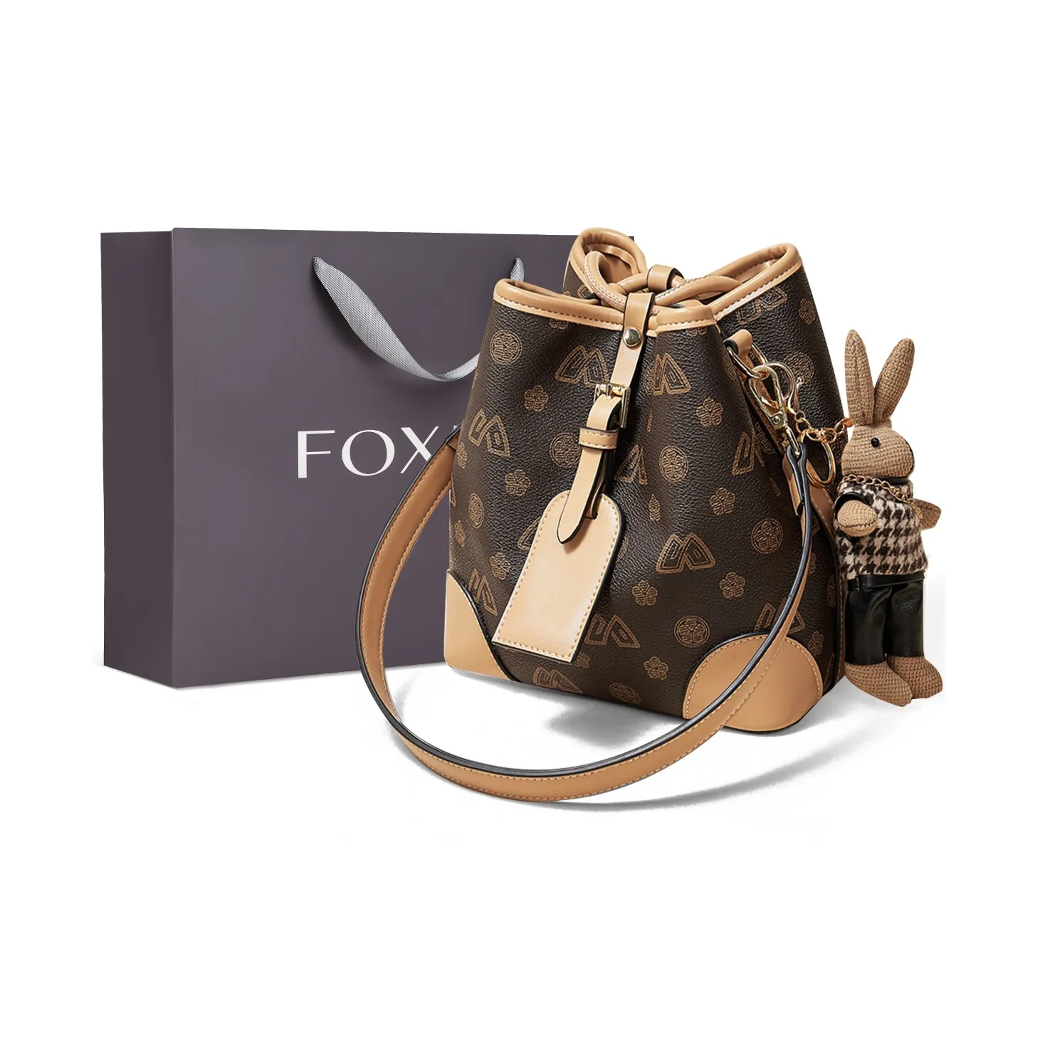 FOXER PVC Premium Crossbody Bag, Commute Travel Shoulder Bag Women's Coffee