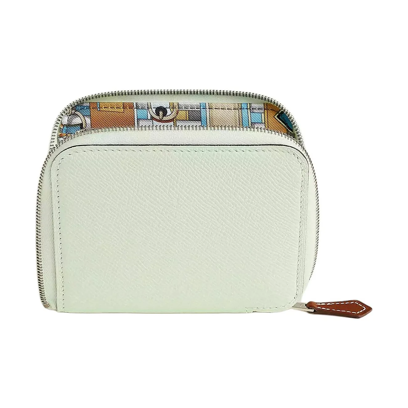 HERMES Silk'In Epsom And Barenia Calfskin Wallet Trumpets Women's Whisper Green & Meyer Gray & Paradise Blue