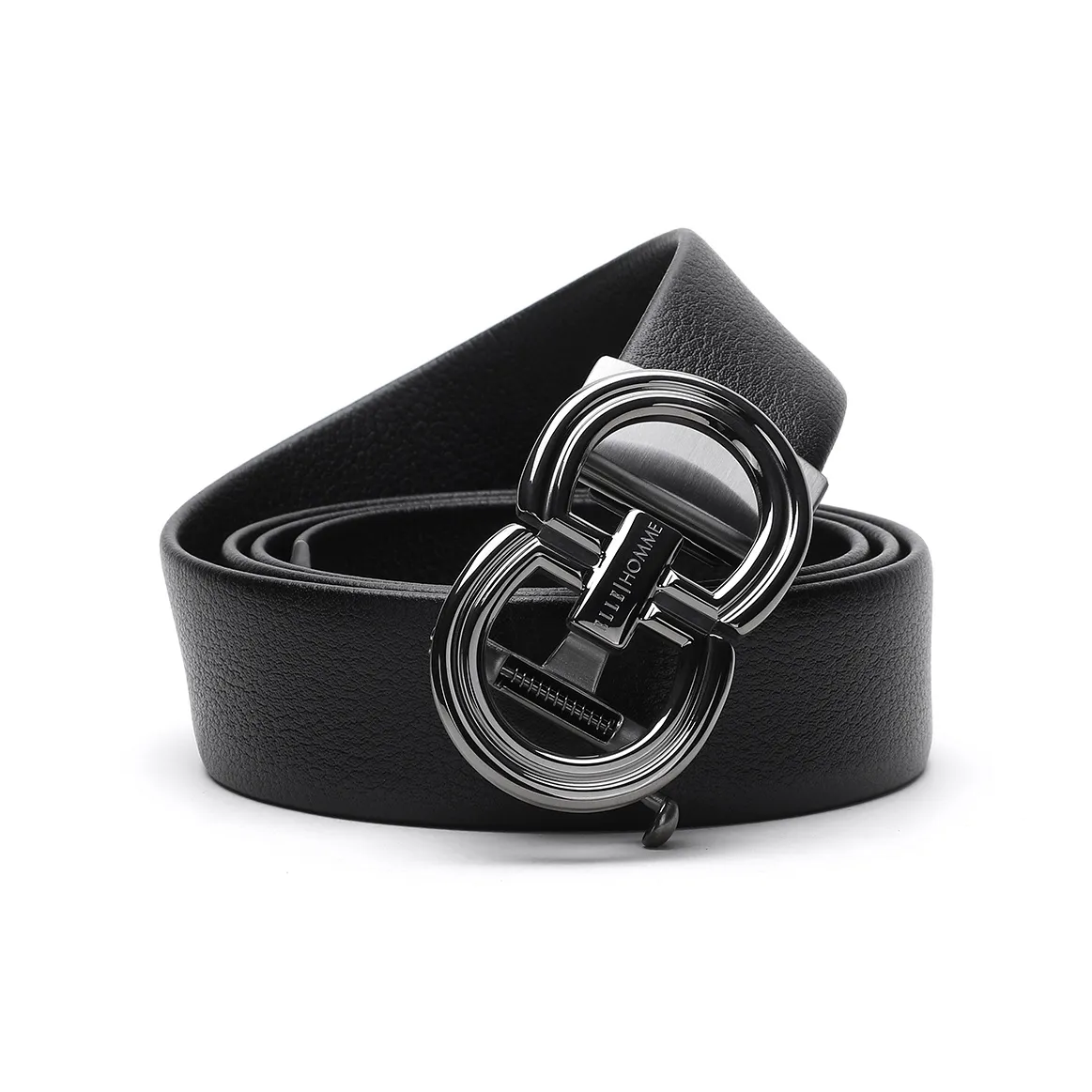 ELLE HOMME Автоматическая застежка модный стальной замок ремни из крупнозернистой текстуры коровья кожа мужской черный ширина 3,7 см