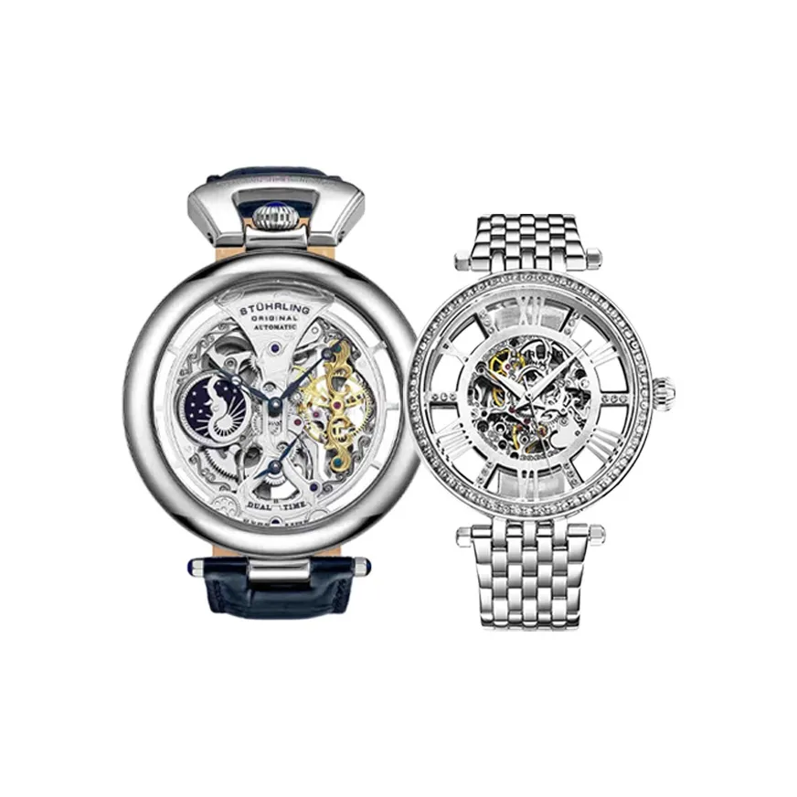 STUHRLING Автоматический Механический Механизм Мужские Часы 49 мм Серебряный