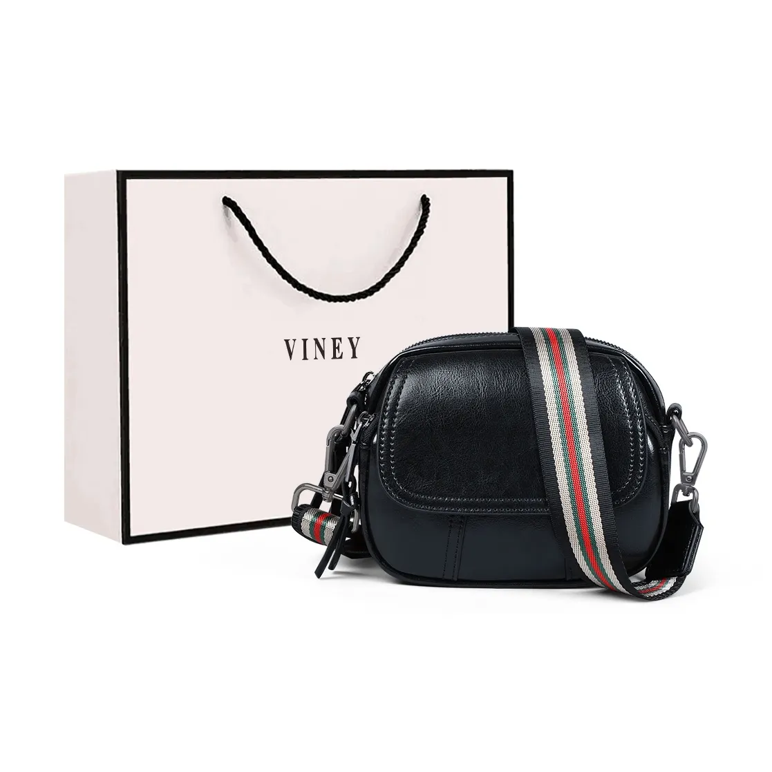 VINEY Сумка через плечо из коровьей кожи маленькая круглая сумка стандартная женская черная