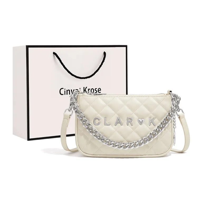 CinvaiKrose Shoulder Bags Diamond Pattern Milk White