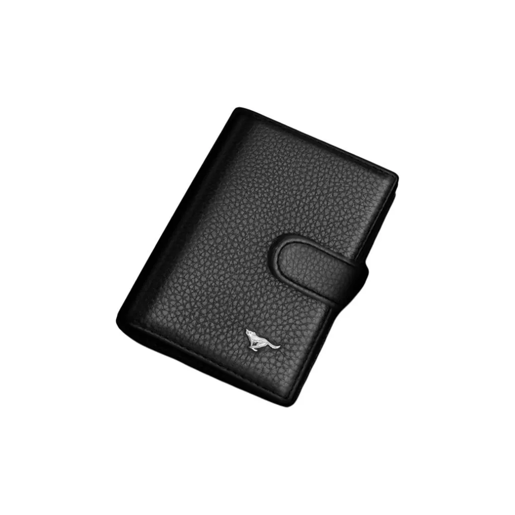 SEPTWOLVES Коровья кожа Держатель для карт Мужской Кофе Черный