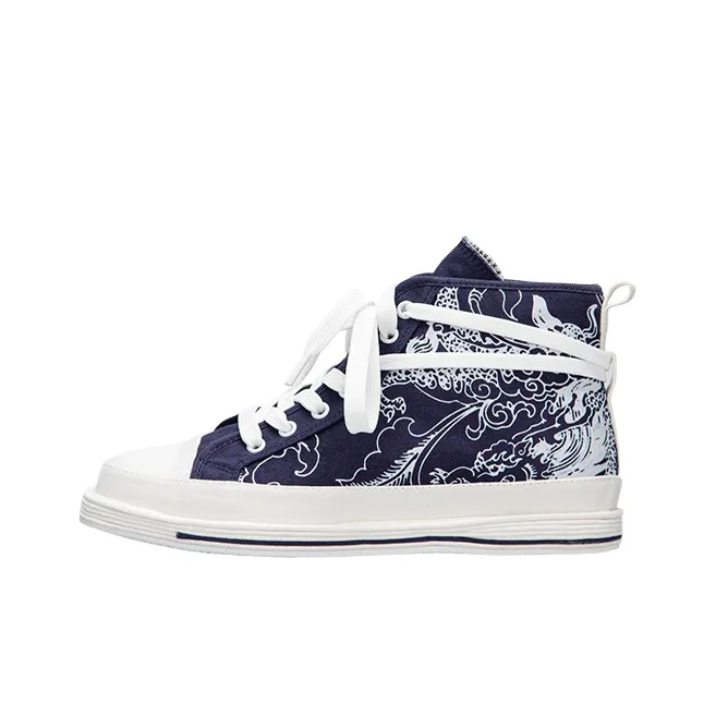 Bian Fumao Скейтборд Кроссовки Высокие Темно-Синие Унисекс