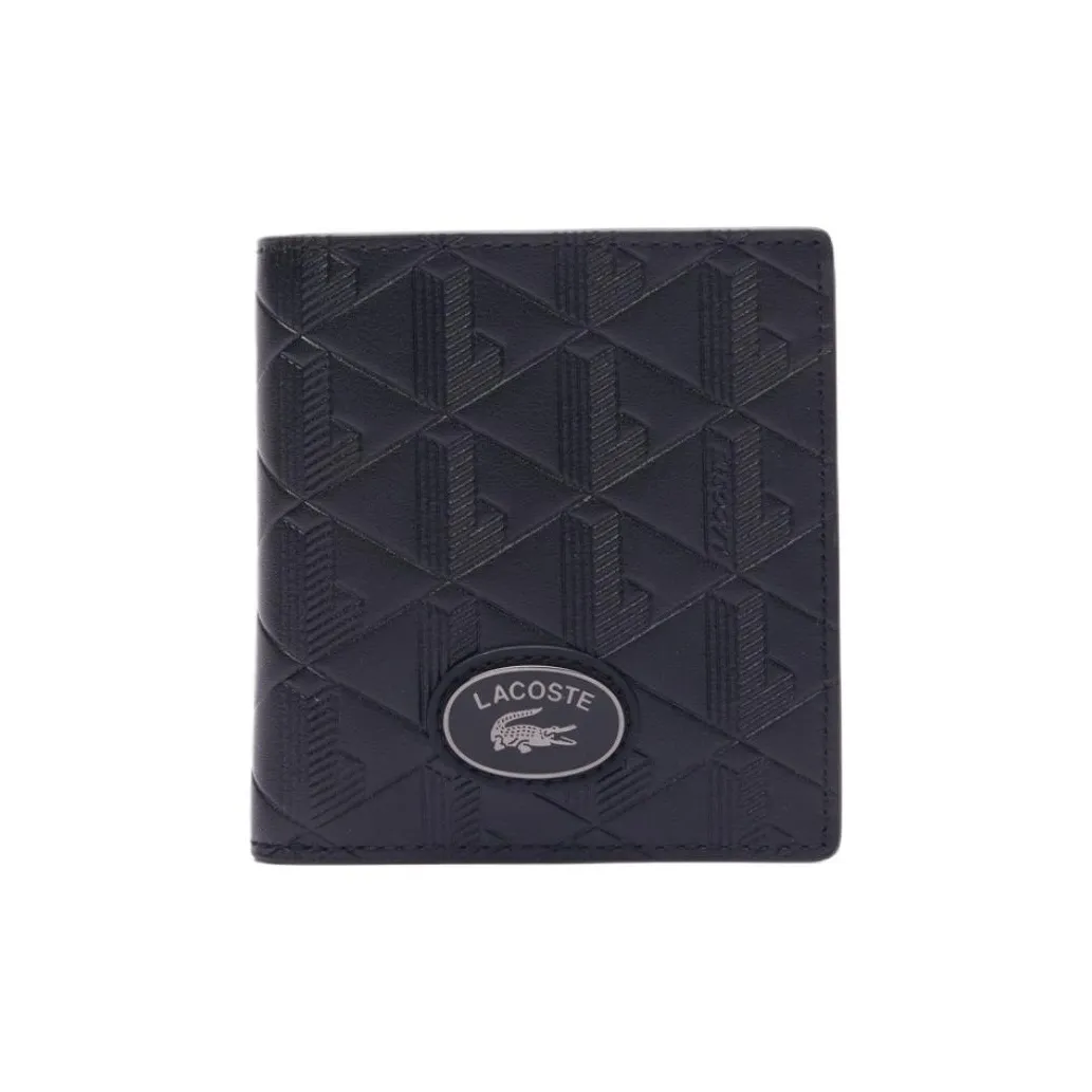 LACOSTE Split Cow Leather Wallet Men's Black