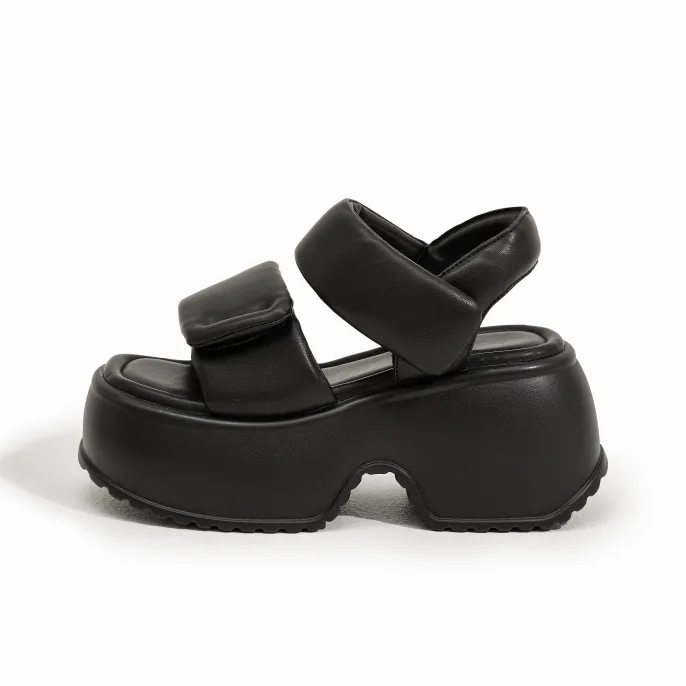 Milan Love Song Strap brand Sandals 7cm Women's Black