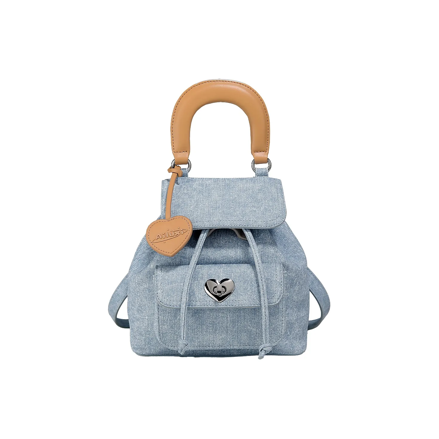 AILUXI Synthetic Leather Backpack Regular Women's Denim Blue