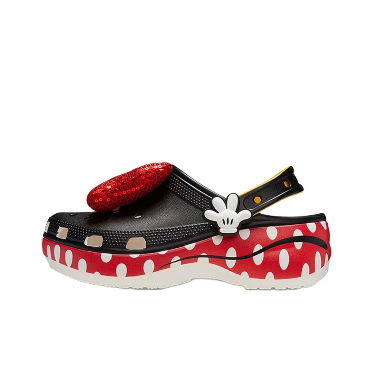 Crocs X Minnie Mouse Classic Platform Clogs 
Black Red White
 Women
s