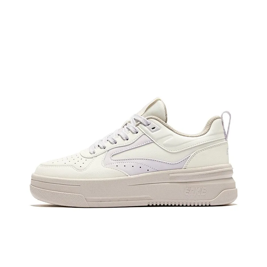 Erke Cool Play 2.0 Anti Slip Wear Resistant Low Top Skateboard Shoes Women's Microcrystalline White Light Purple Pink