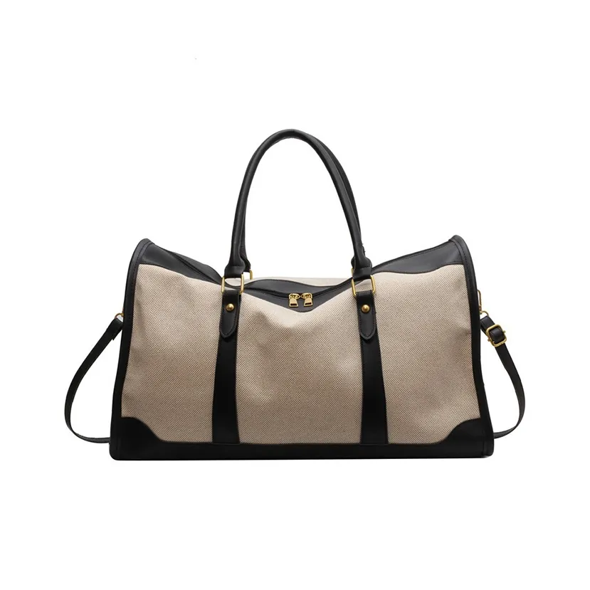 Jeans Carol nero Canvas Portable Crossbody Travel Bag Unisex Black/Brown