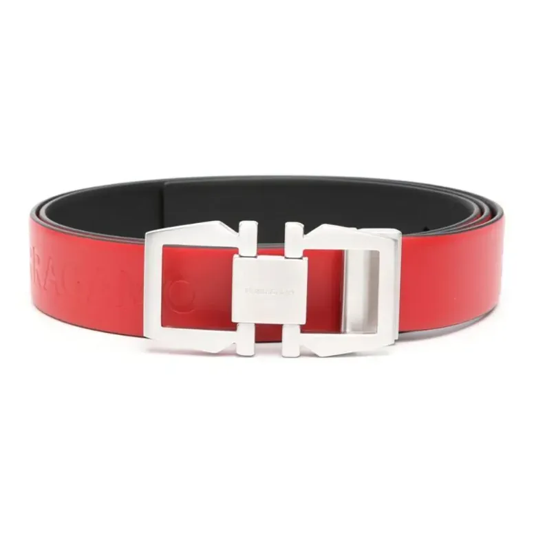 FERRAGAMO Телячья кожа Кожаные ремни Мужской Красный Черный Ширина корпуса 3,2 см