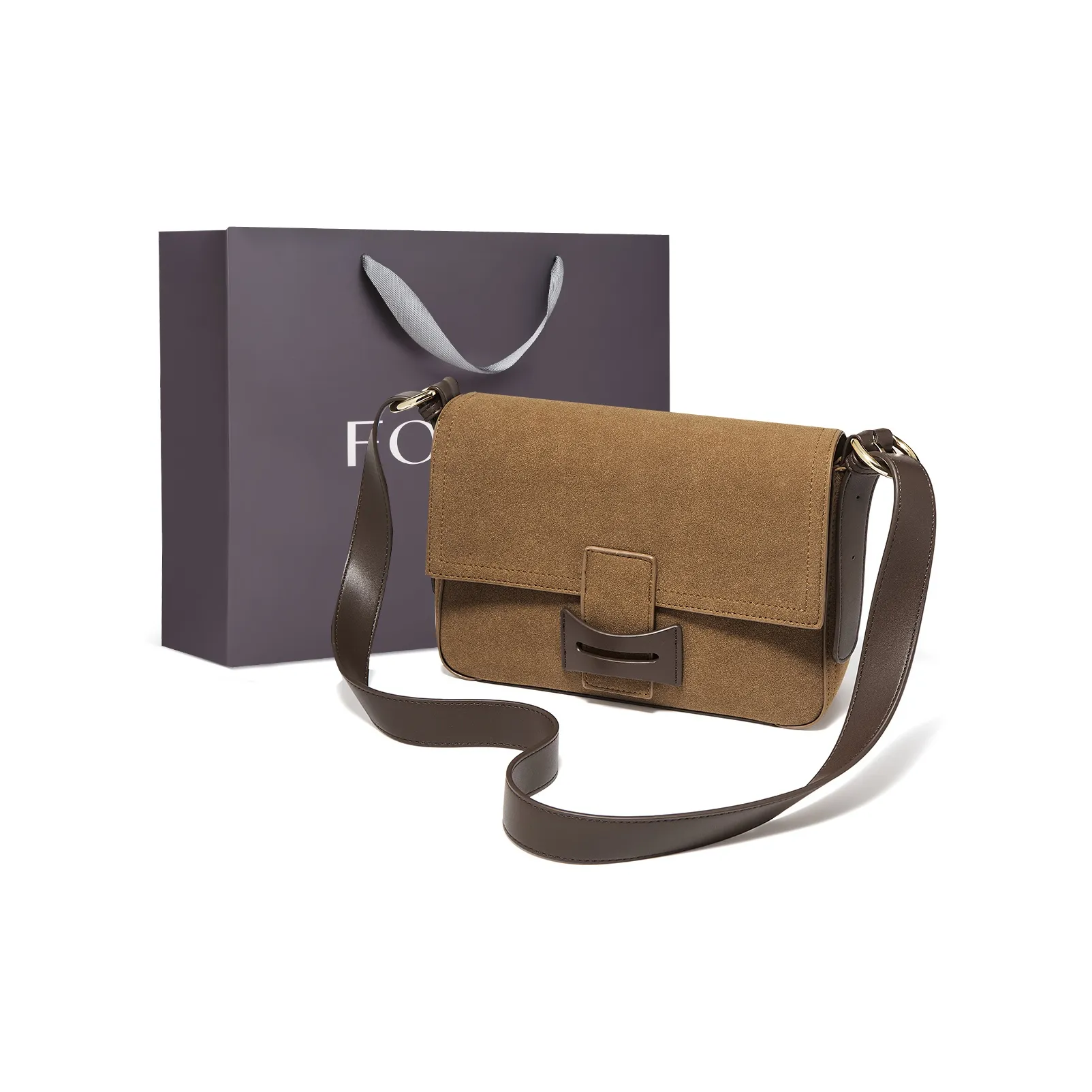 FOXER Синтетическая кожа Универсальная сумка для повседневного использования через плечо сумка на плечо женский стиль стиль Maillard коричневый естественный желтый