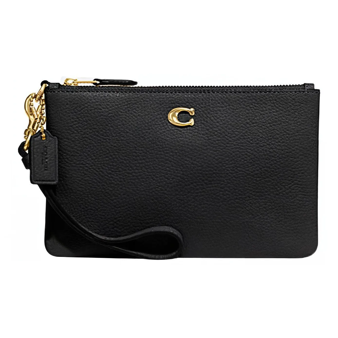 COACH Wristlet Cow Leather Clutch Wrist Bag Trumpets Women's Black