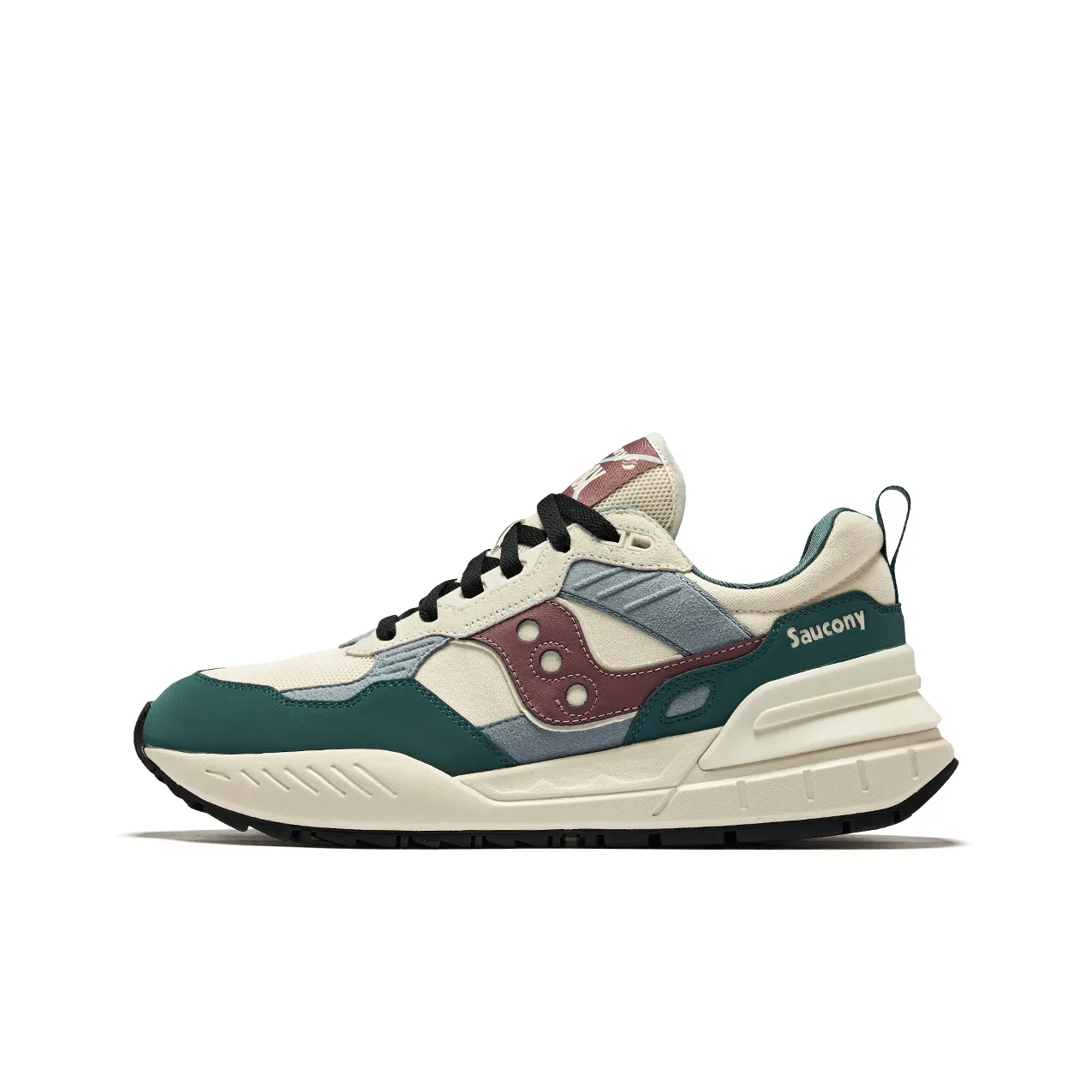 Saucony Shadow 5000 Slip-resistant Abrasion-resistant Low-top Беговые кроссовки Унисекс Бежевый Синий Красный