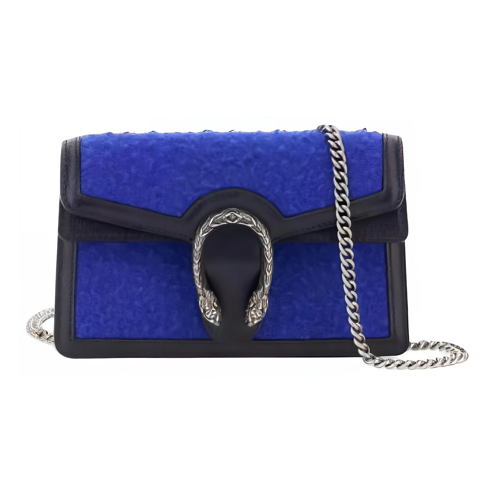GUCCI Fabric With Cow Leather Shoulder Bag, Crossbody Bag Women's Blue