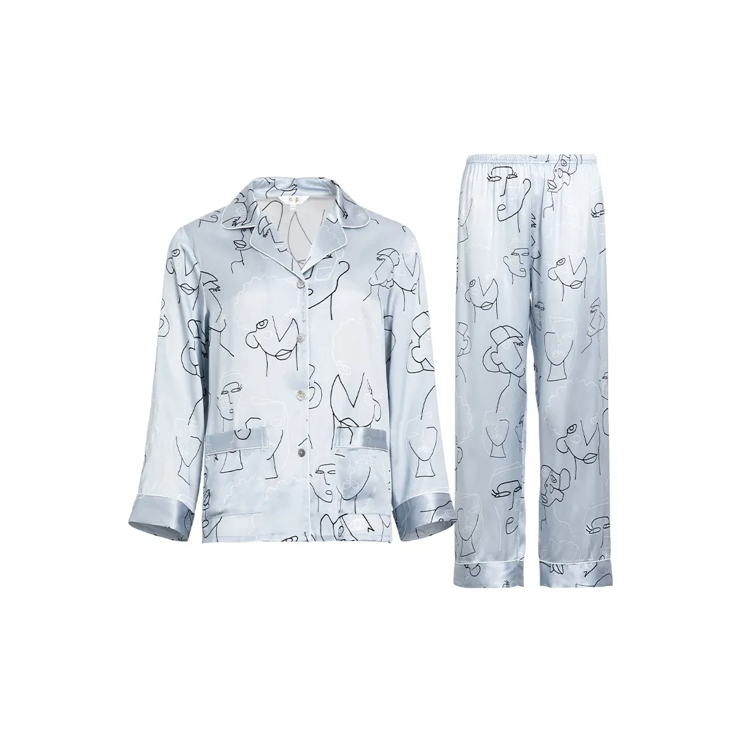 Комплект пижам из шелка Silk Boundary женский светло-синий