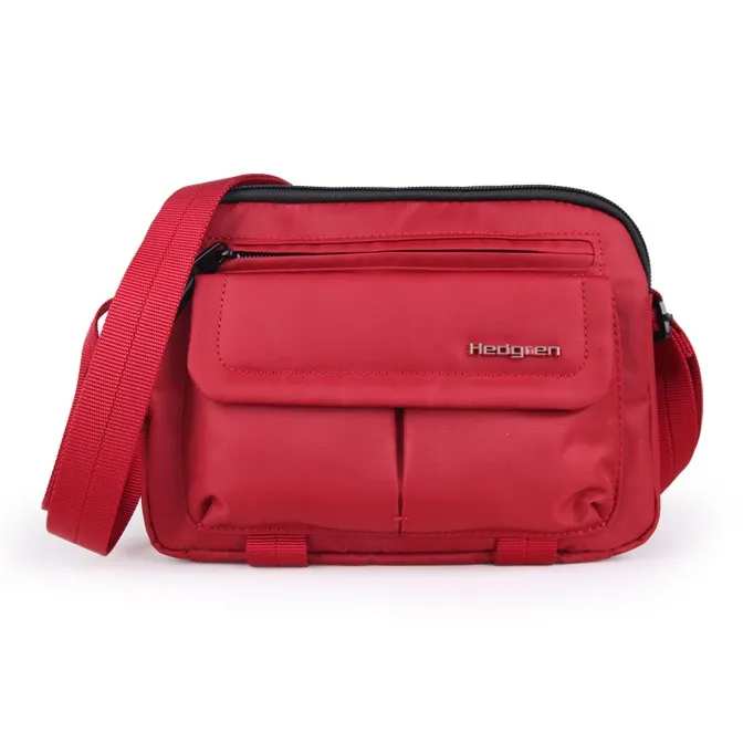 HEDGREN Polyester Crossbody Bag Regular Unisex Tomato Red/Black/Iron Gray