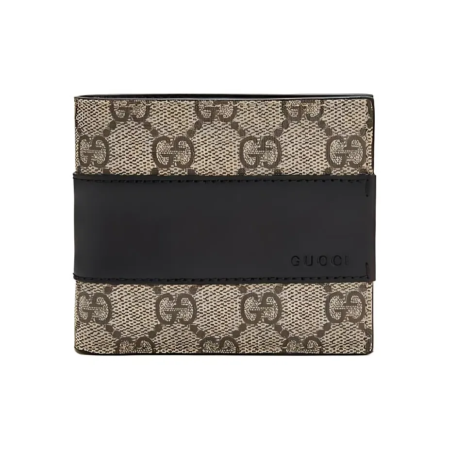gucci Blau Artificial Leather Wallet Men's Ebony/Black
