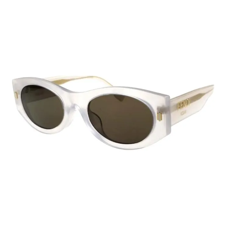 FENDI Plate Frame Oval Sunglasses Unisex White