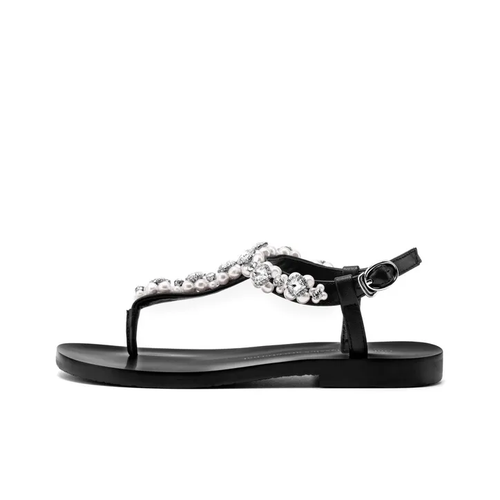 JOOC one Ремень Сандалии Перламутрово-черные Женские