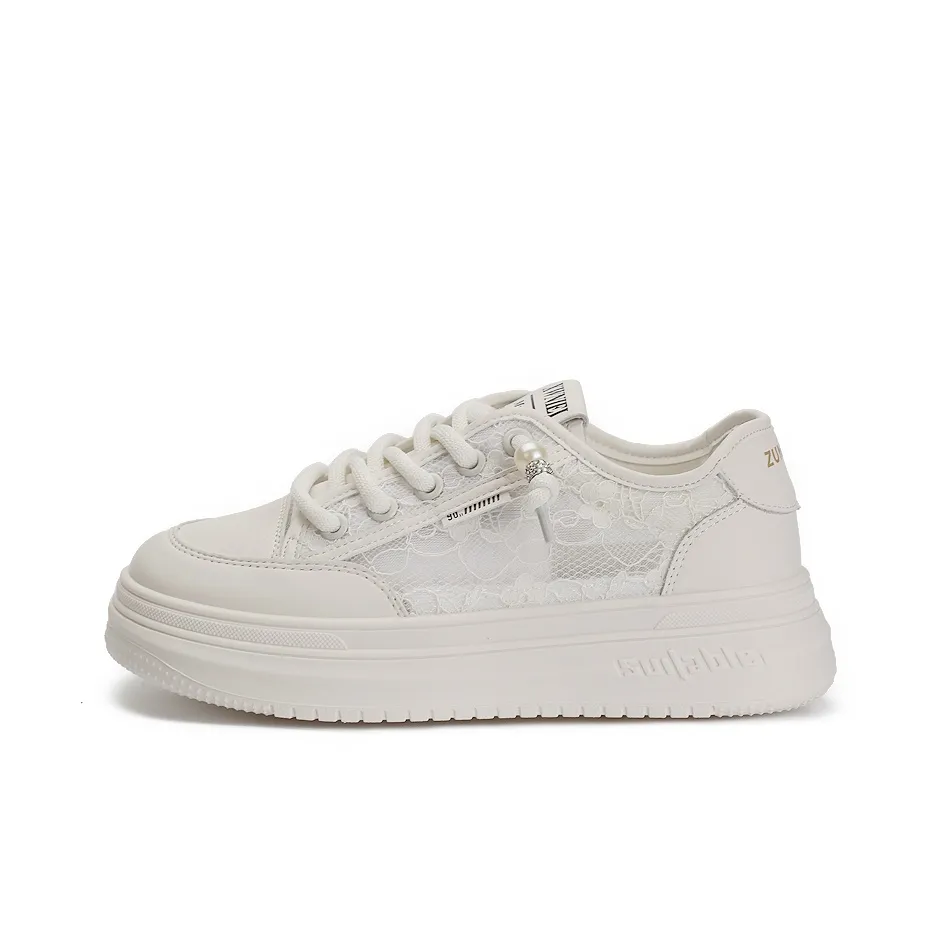 Zun'er Quick Dry Lightweight Breathable Low-Top Skateboard Shoes Unisex White