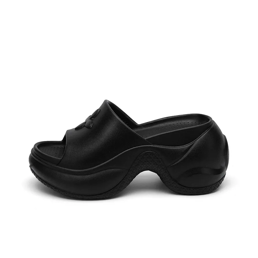 LIANGHUO Quiet Slip Resistant Odor Resistant Abrasion Resistant Quick Dry Massage Slide Slippers Women's Black