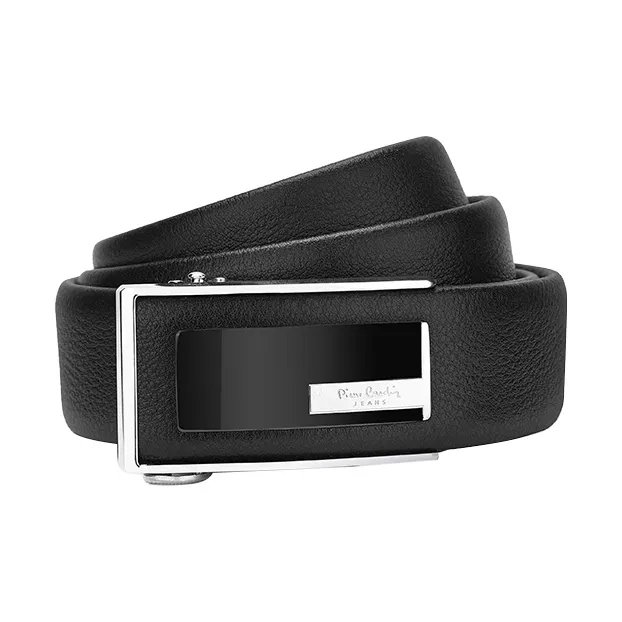 PIERRE CARDIN Genuine Leather Automatic Buckle Leather Belts Men's Black 3.5cm